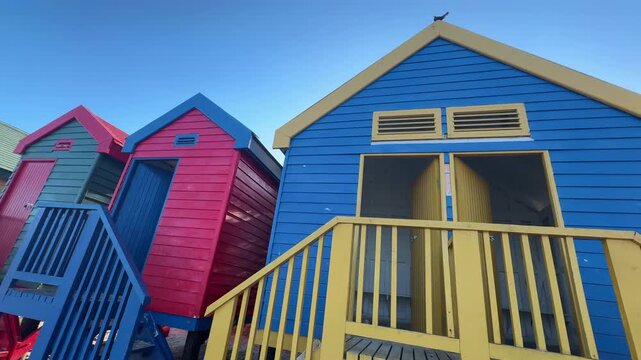 Colourful beach huts of St James beach near Muizenberg in Cape Town, South Africa.