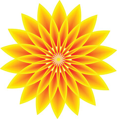 Radiant abstract yellow and orange floral pattern with glowing symmetrical petals design