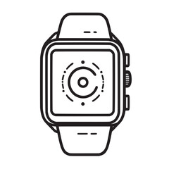 hand drawn outline vector illustration set of smartwatch displaying a fitness app