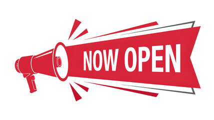 Grand opening announcement with megaphone, ready to shop and drive sales now