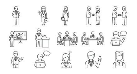 Fototapeta premium Collection of Business and Technology Icons for Digital Platforms and Presentations