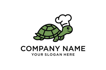 Smiling Cartoon Turtle Chef in White Hat Vector Mascot Illustration