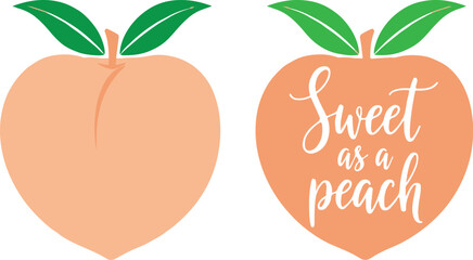 Peach vector illustration set with quote 