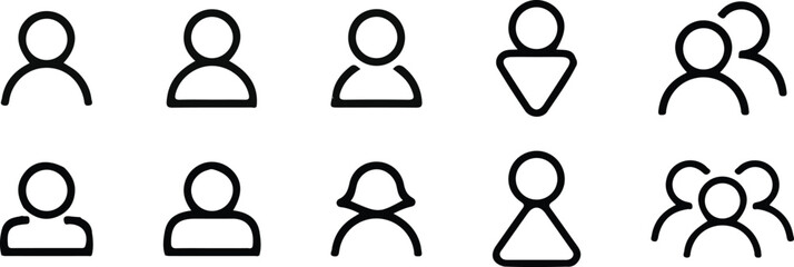 user icon set outline editable stroke vector illustration 