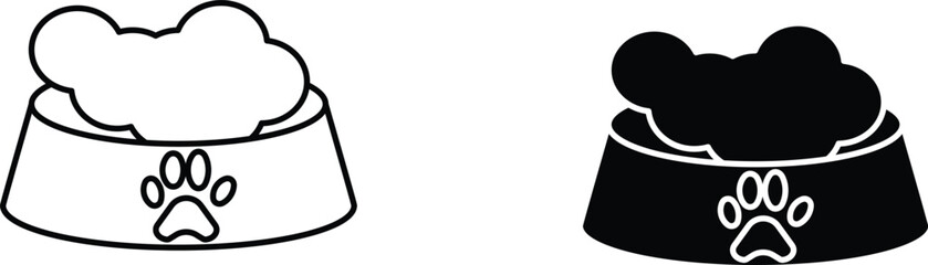 dog feeding  icon vector graphic illustration  with white background flat hand made icon fill icon .