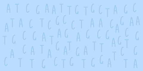 DNA Code background, genetic letters A, T, G, C on blue surface.