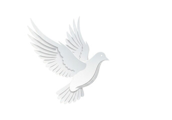 Fototapeta premium White dove with wings spread in flight isolated on transparent background