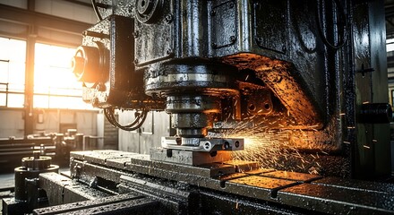Metalworking Precision - A Close-Up of Industrial Machining in Action.