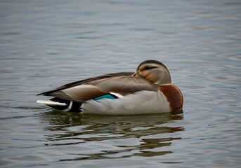 Resting Duck on Calm Water - A Peaceful Wildlife Moment.
