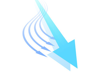 曲がる矢印と直進する矢印のイラスト