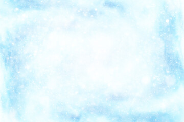 Abstract winter background, white blue blurred backdrop, snowflake and snowstorm design, nature