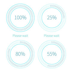 76% is written in the circle. It says in the circle please wait. Vector illustration  in flat style.