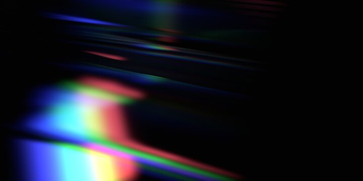 Abstract iridescent background design, colorful reflections on glass, 3d render
