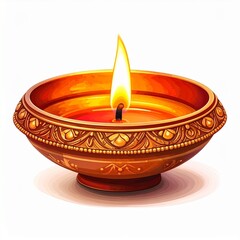 Happy diwali oil lamp or diya vector illustration on white background