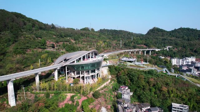 Modern architecture of mountain maglev transportation stations