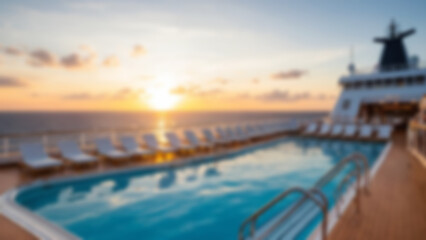Obraz premium blurred background of the interior of a sophisticated swimming pool located on a modern cruise ship.