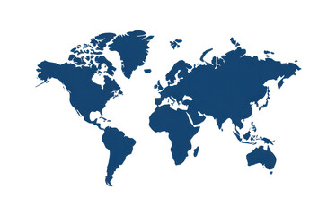 Obraz premium A detailed map of the world, showing continents and oceans in a simple, dark blue color.