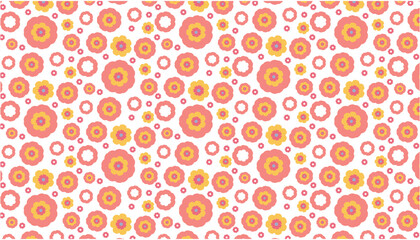Retro Floral Seamless Pattern in Warm Tones, Repeating Design, Vector illustration Background with Vintage Style.