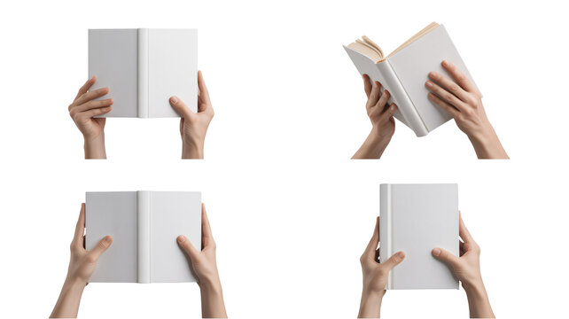 Hands present blank book mockups ready for your custom design and creative content