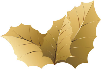Golden Holly Leaves Illustration