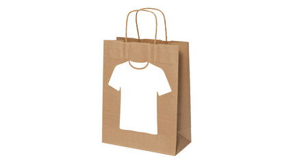 Stylish kraft paper shopping bag featuring t-shirt design for retail branding