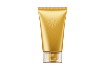 Elegant golden cosmetic tube for lotion, cream, or sunscreen packaging design