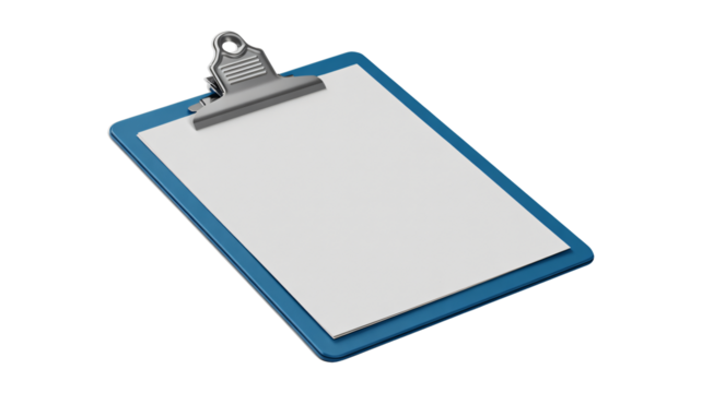 Organized clipboard with blank white paper ready for notes or creative ideas