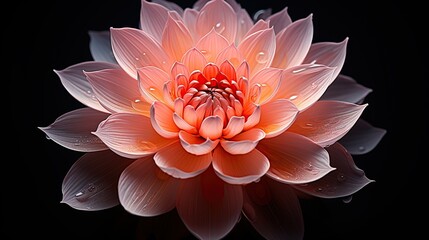 Elegant Peach Blossom Macro with Water Droplets on a Dark Backdrop