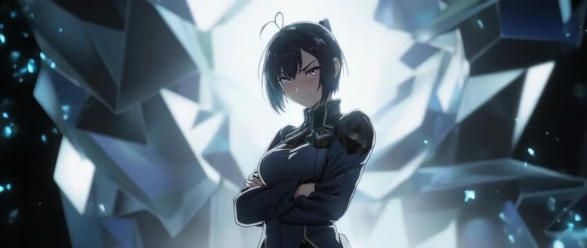 A close-up of an anime girl with a smug and confident expression. Perfect for portraying a rival, a villain, or a character with great self-assurance.