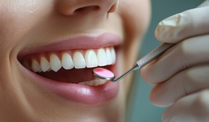 Close-up of a dentist using a color chart tool for accurate tooth shading during a cosmetic dental procedure