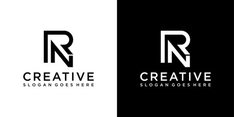 RN or NR initial letter logo design vector