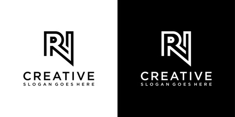 RN or NR initial letter logo design vector