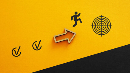 Goals achievement and business success. Task completion. Goal setting and progress in business or education concept