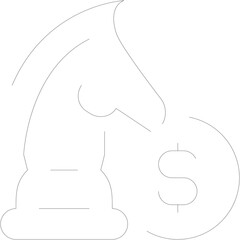 Abstract Line Art Chess Knight and Dollar Sign on Transparent Background Representing Financial Strategy and Business Game