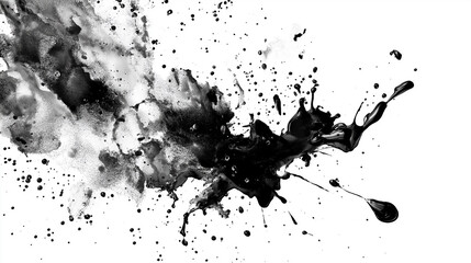 Obraz premium Grunge ink splat. Texture overlay image. Black and white.