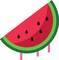 Silhouette vector of a watermelon slice with dripping bite mark, isolated design.