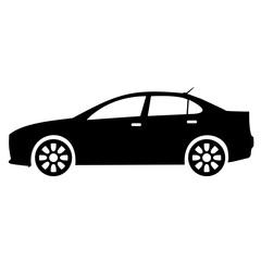 Sedan Icon Vector | Passenger Car Silhouette | Automobile Icon | Car with Antenna Symbol