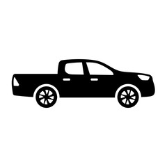 Pickup Truck Icon Vector | Utility Vehicle Symbol | Truck Silhouette Illustration