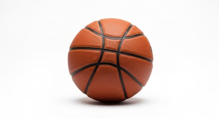 Fototapeta premium Orange basketball, black lines, center-framed on white background