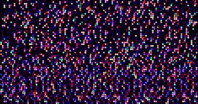 Multicolor sequins turn up in a random pattern. Front view of gorgeous waving pattern background. 4K 3D rendering loop animation.
