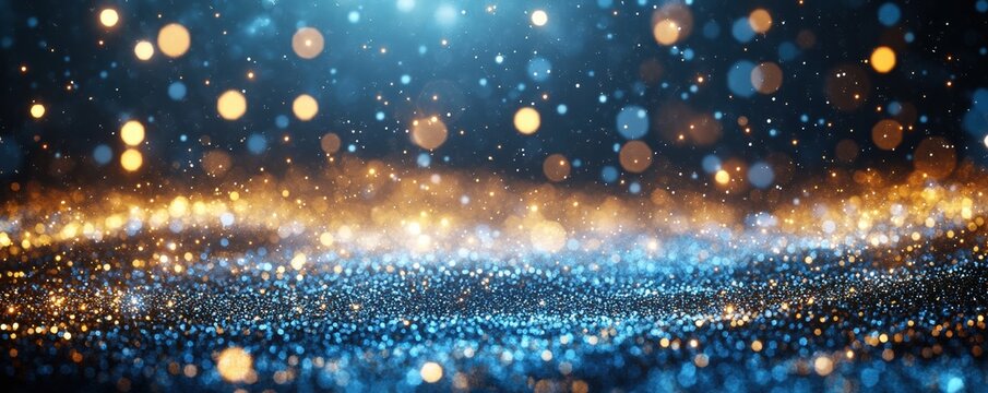 Glittering background with sparkling bokeh lights creating a magical and festive atmosphere ideal for celebrations and events