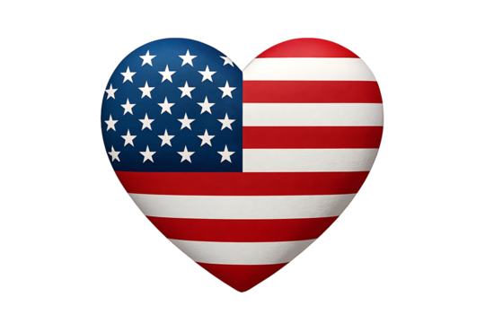 Heart shape painted with united states flag symbolizing love patriotism independence america national emblem concept design isolated object culture pride celebration
