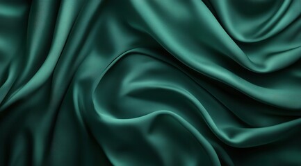 Fototapeta premium Elegant dark green fabric background with luxurious folds and soft textures, creating a sophisticated and mysterious ambiance for various artistic and creative applications