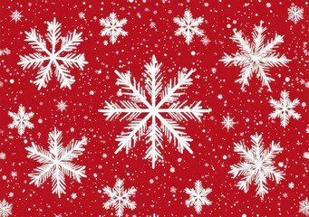 Intricate white snowflakes on a vibrant red background creating a seamless festive pattern