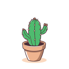 A cute cartoon cactus in a small pot