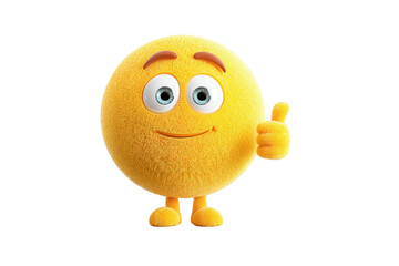 Smiling, fluffy yellow character giving a thumbs-up