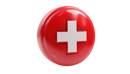 Fototapeta premium 3D rendered red button with white cross