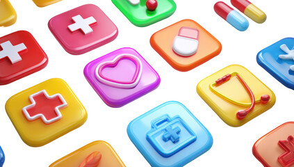 Colorful medical icons arranged in a grid