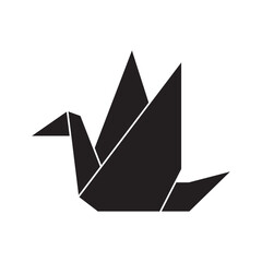 origami swan flat icon vector
