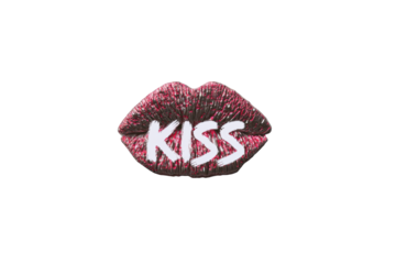 Lips forming the word "KISS" in a graphic design